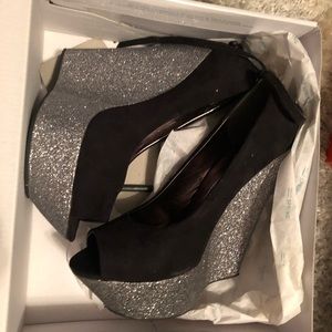 Call it spring glitter wedges